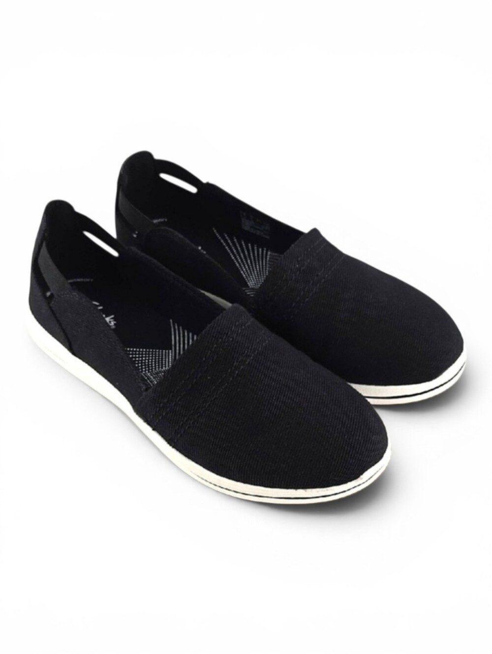 Clarks Cloudsteppers Women's Breeze Step Black Canvas Slip On Flats Size 7M